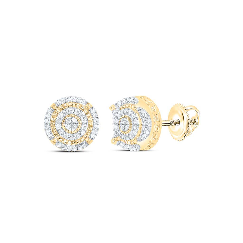 Sterling Silver Yellow Tone 1/3 Cttw Natural Diamond Gift Round Earring