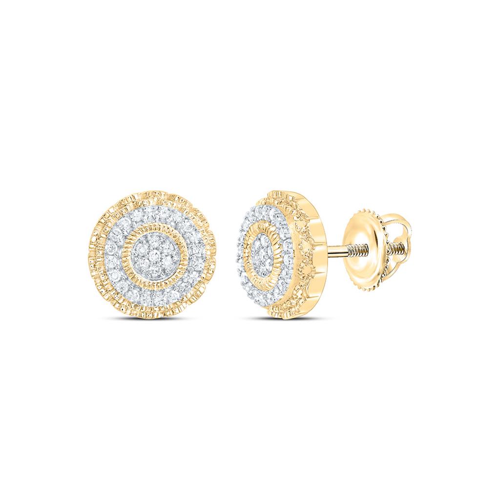 Sterling Silver Yellow Tone 1/5 Cttw Natural Diamond Gift Round Earring