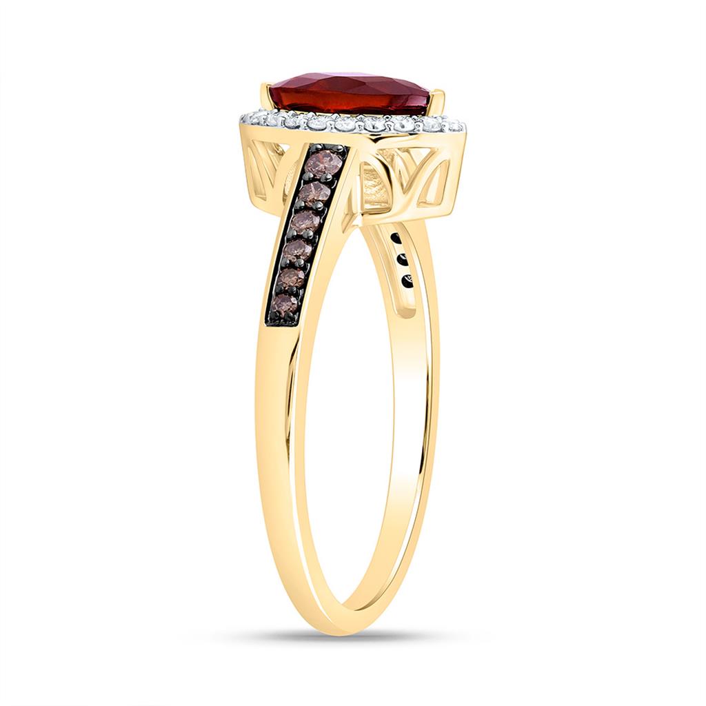 10K Yellow Or Rose Gold 1/4 Cttw Natural Diamond Cognac Natural, 8 x 4 Mm Garnet Marquise Ring