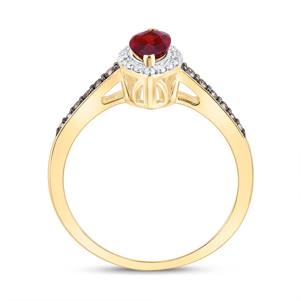 10K Yellow Or Rose Gold 1/4 Cttw Natural Diamond Cognac Natural, 8 x 4 Mm Garnet Marquise Ring