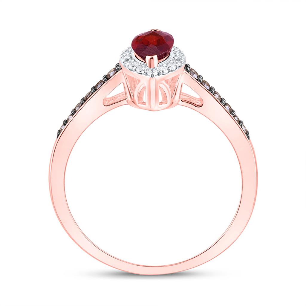 10K Yellow Or Rose Gold 1/4 Cttw Natural Diamond Cognac Natural, 8 x 4 Mm Garnet Marquise Ring