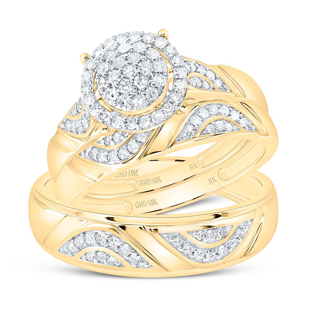10K Yellow Gold 1/2 Cttw Natural Diamond Fashion Round Trio Set