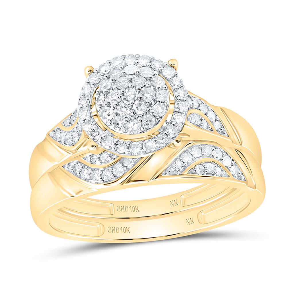 10K Yellow Gold 1/2 Cttw Natural Diamond Fashion Round Trio Set