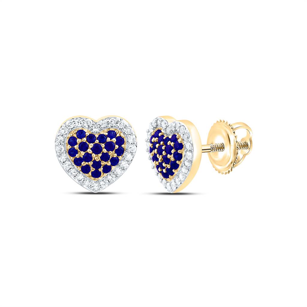 14K Yellow Gold 1/8 Cttw Natural Diamond Roundd Gem Heart Earring