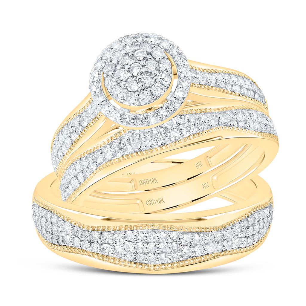 10K Yellow Gold 1 Cttw Natural Diamond Fashion Round Trio Set