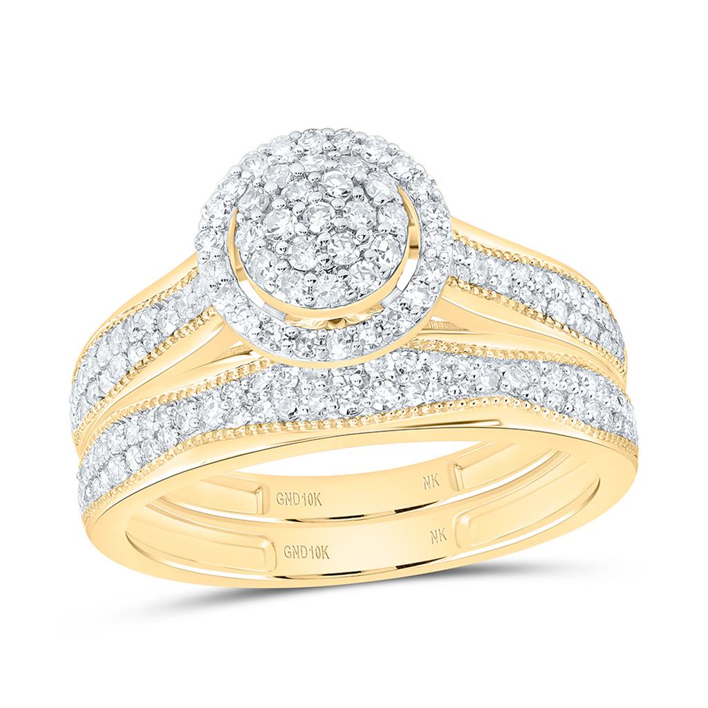 10K Yellow Gold 1 Cttw Natural Diamond Fashion Round Trio Set