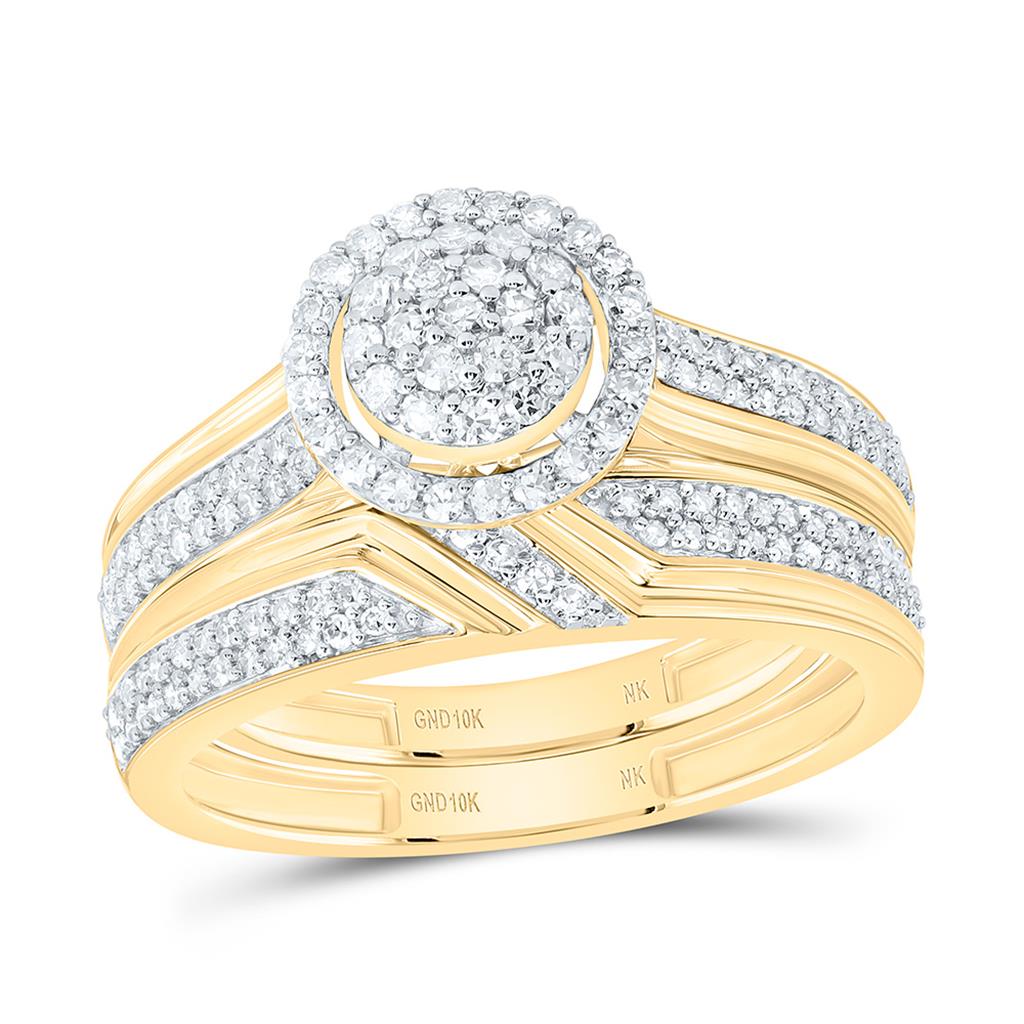 10K Yellow Gold 3/4 Cttw Natural Diamond Fashion Round Trio Set