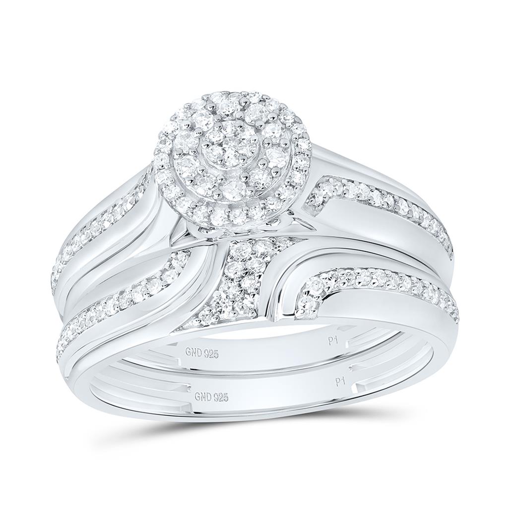 Sterling Silver 1/2 Cttw Natural Diamond Gift Round Trio Set