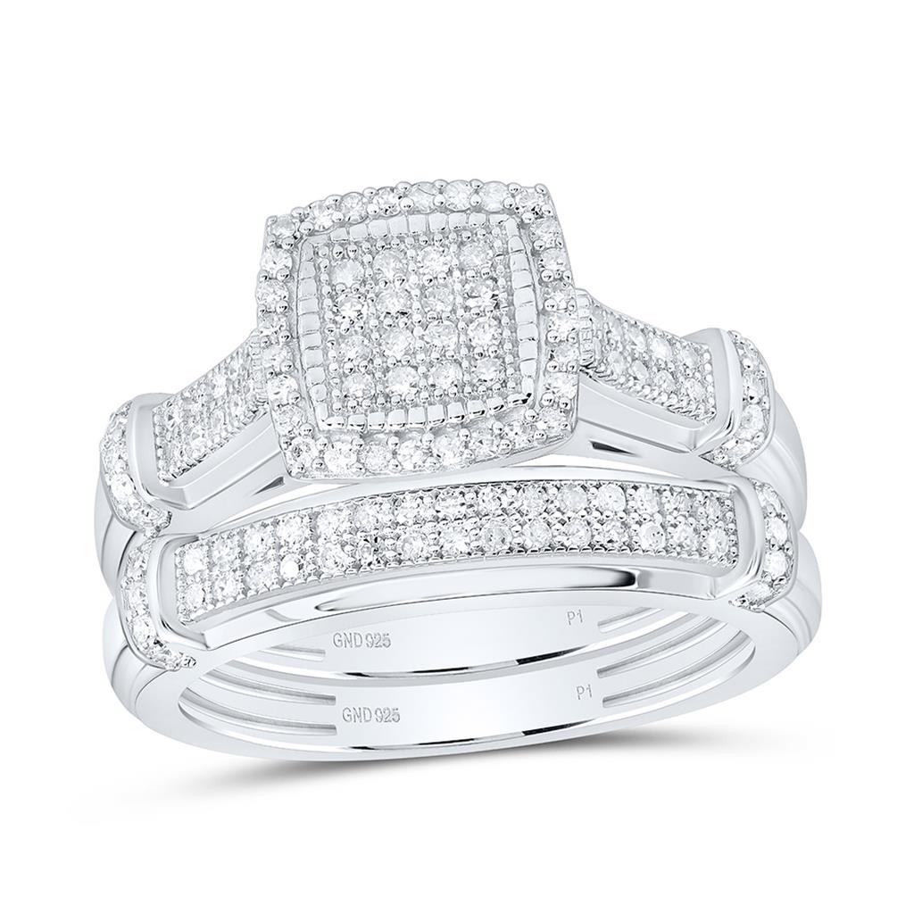 Sterling Silver 3/4 Cttw Natural Diamond Gift Cushion Trio Set