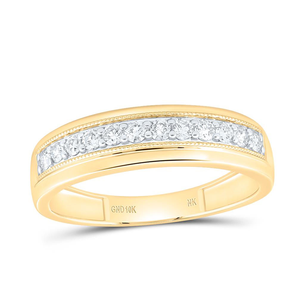 10K Yellow Gold 1 1/3 Cttw Natural Diamond 1/4 Cttw Center Round Fashion Cushion Trio Set
