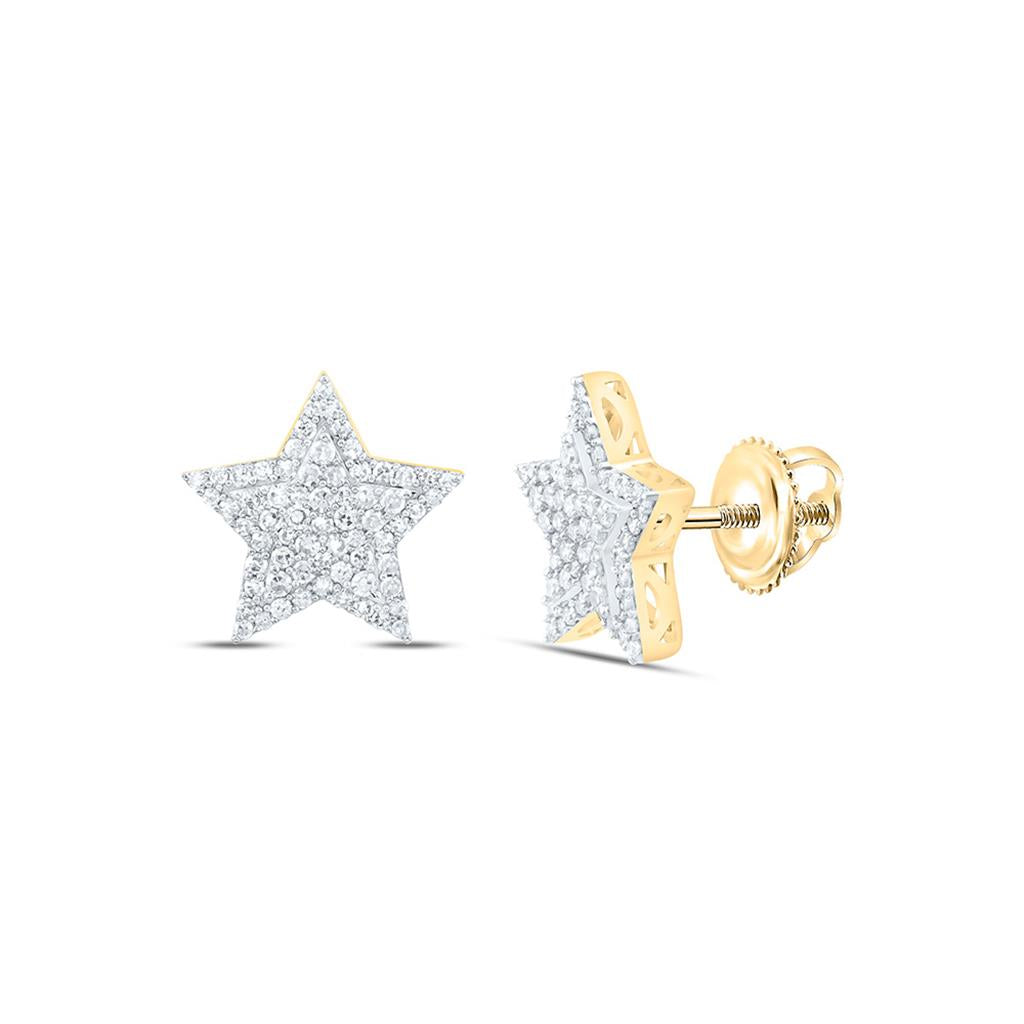 10K Yellow Gold 3/8 Cttw Natural Diamond Fashion Star Earring