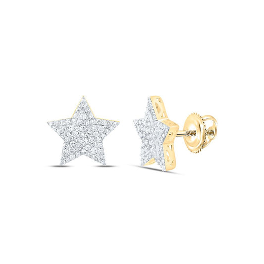 10K Yellow Gold 3/8 Cttw Natural Diamond Fashion Star Earring