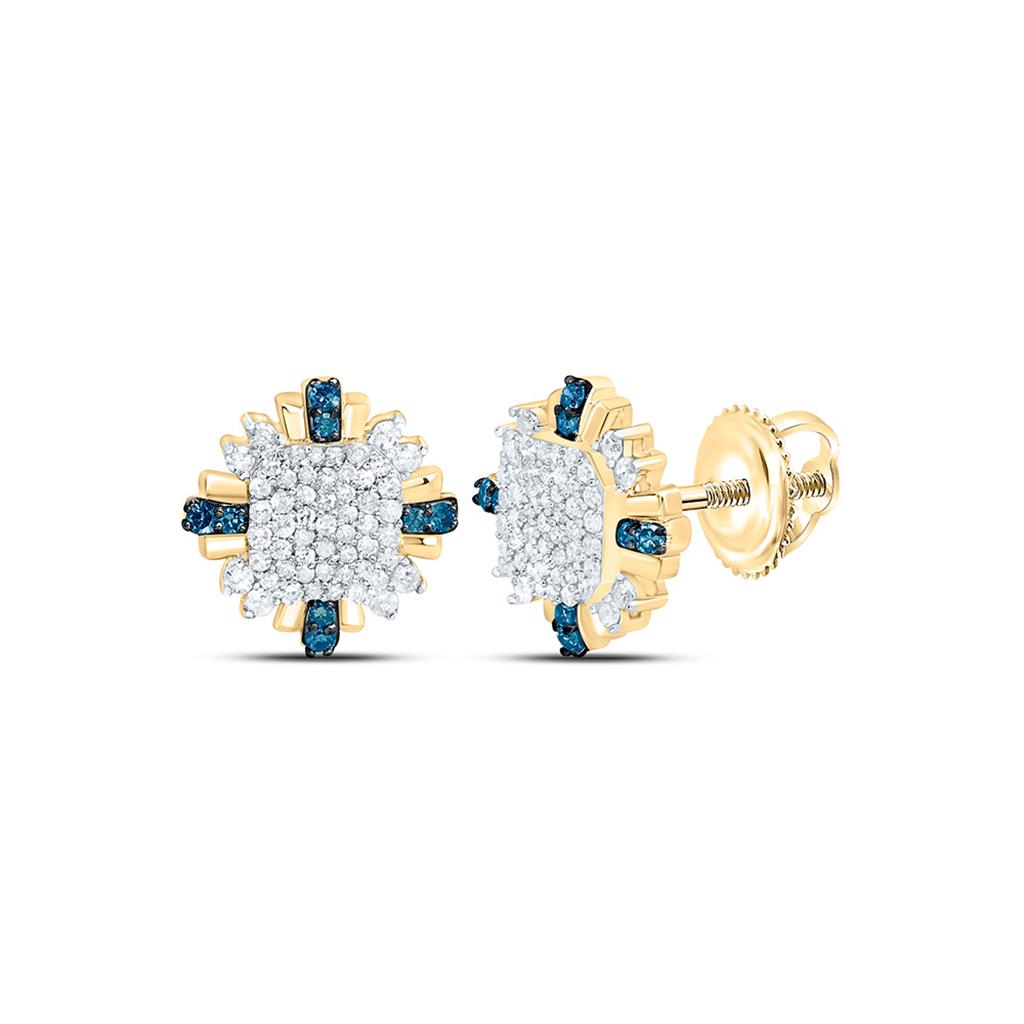 Sterling Silver Yellow Tone 3/8 Cttw Natural Diamond Gift Earring