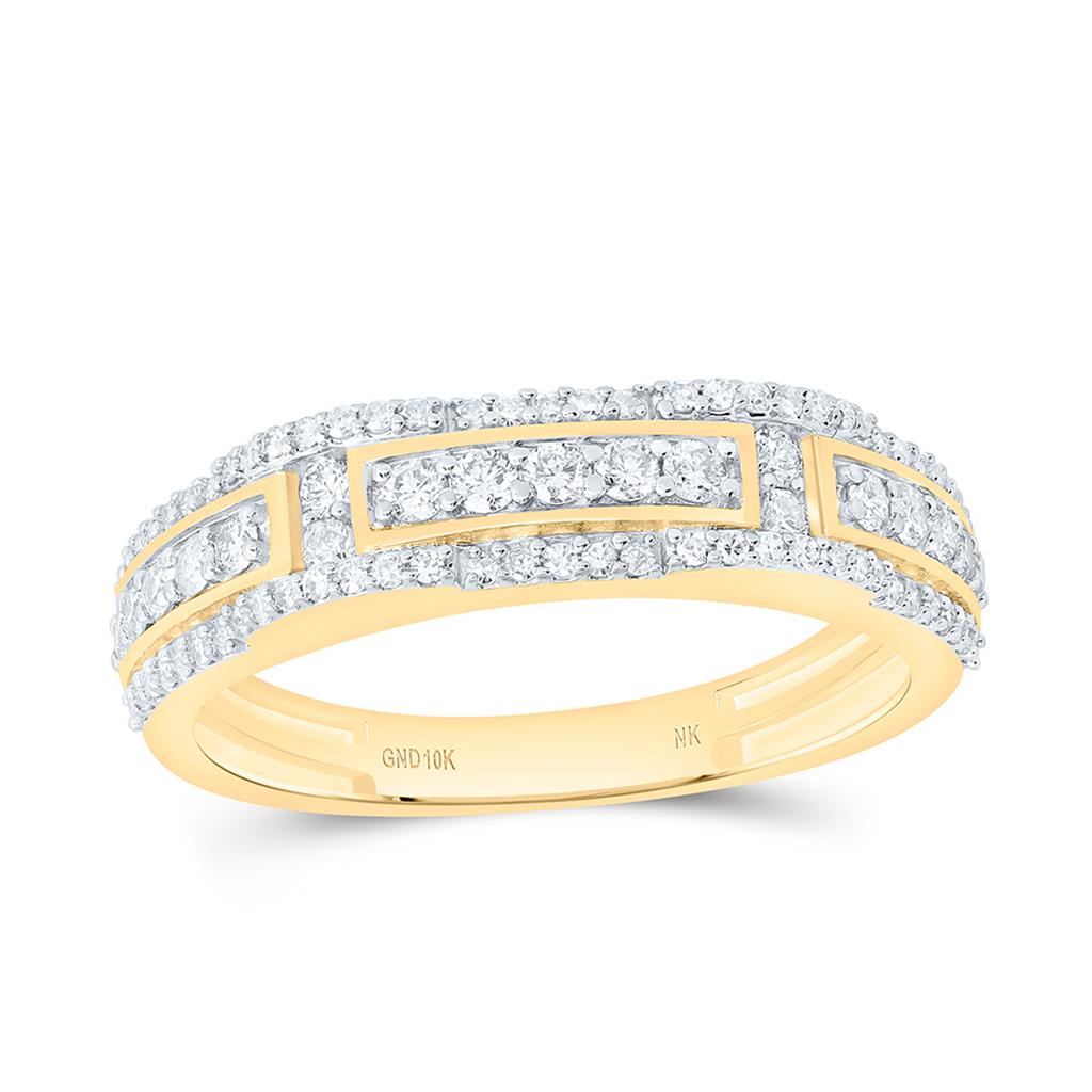 10K Yellow Gold 2 Cttw Natural Diamond 1/4 Cttw Fashion Center Round Trio Set