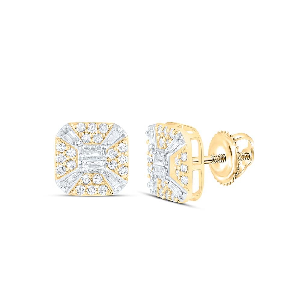 10K Yellow Gold 1/2 Cttw Natural Diamond Gift Octagon Mens Earring
