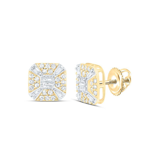10K Yellow Gold 1/2 Cttw Natural Diamond Gift Octagon Mens Earring