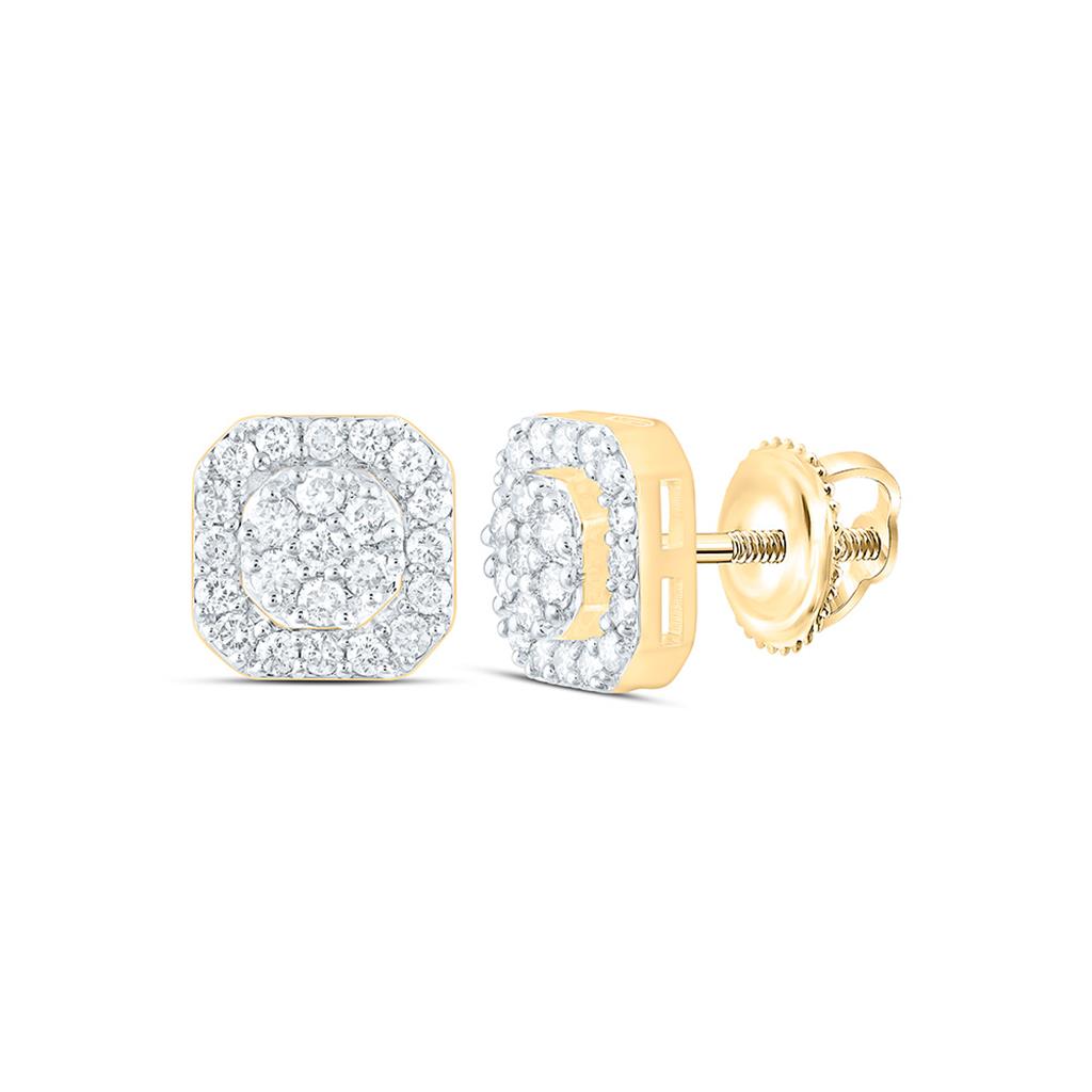 10K Yellow Gold 1/2 Cttw Natural Diamond Octagon Mens Earring