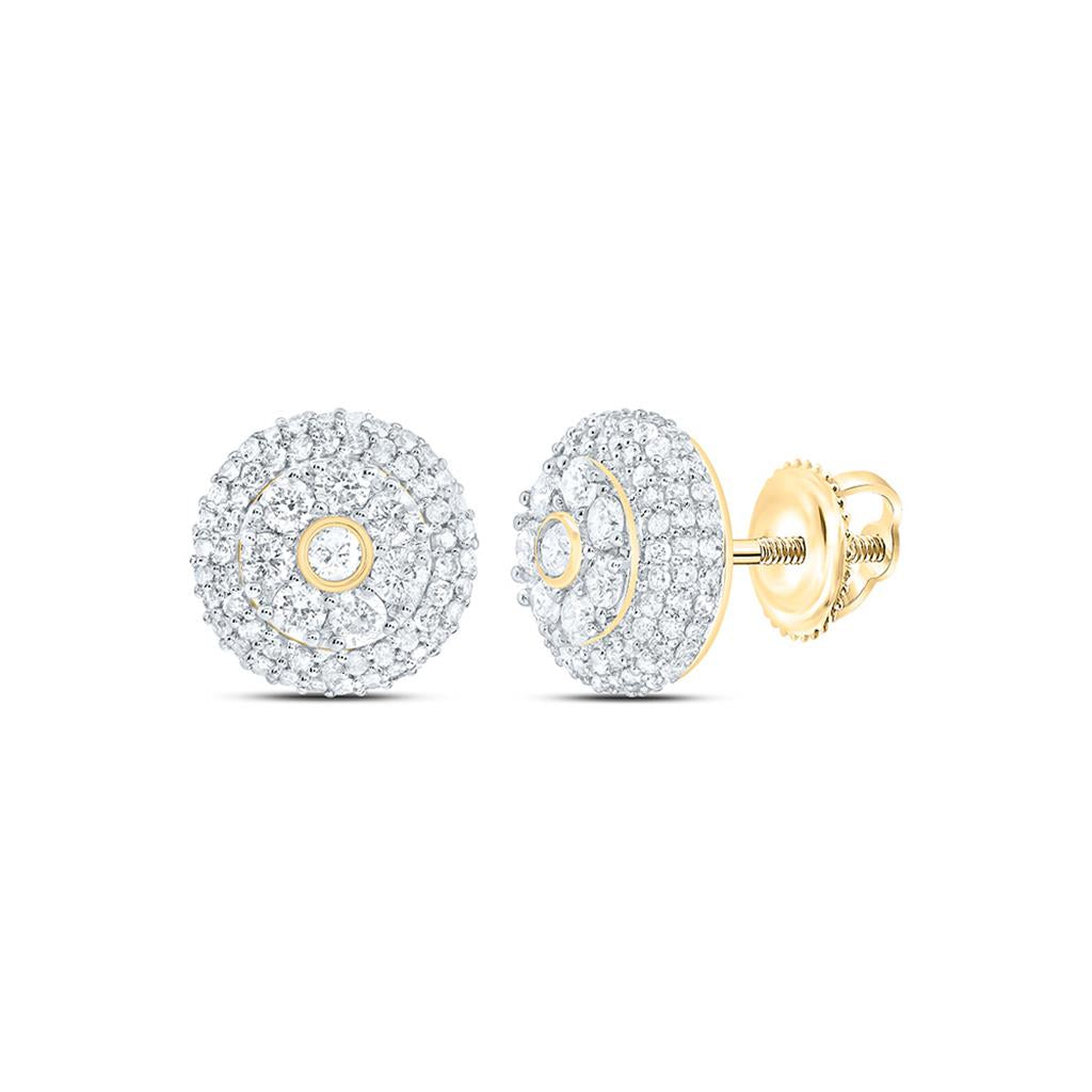 10K Yellow Gold  7/8 Cttw Natural Diamond Gift Round Earring