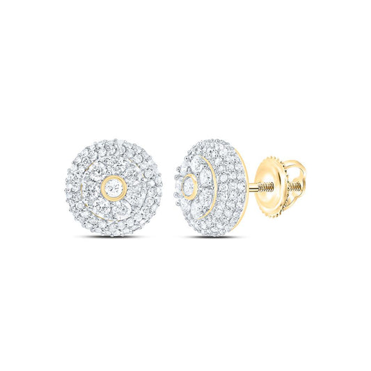 10K Yellow Gold  7/8 Cttw Natural Diamond Gift Round Earring