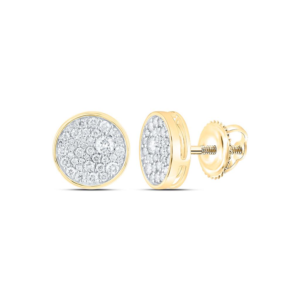10K Yellow Gold 1 Cttw Natural Diamond Fashion Round Earring