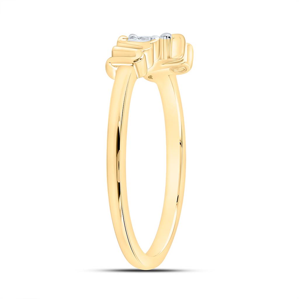 Sterling Silver Yellow Tone 0.03 Cttw Natural Diamond Gift "Mom" Ring