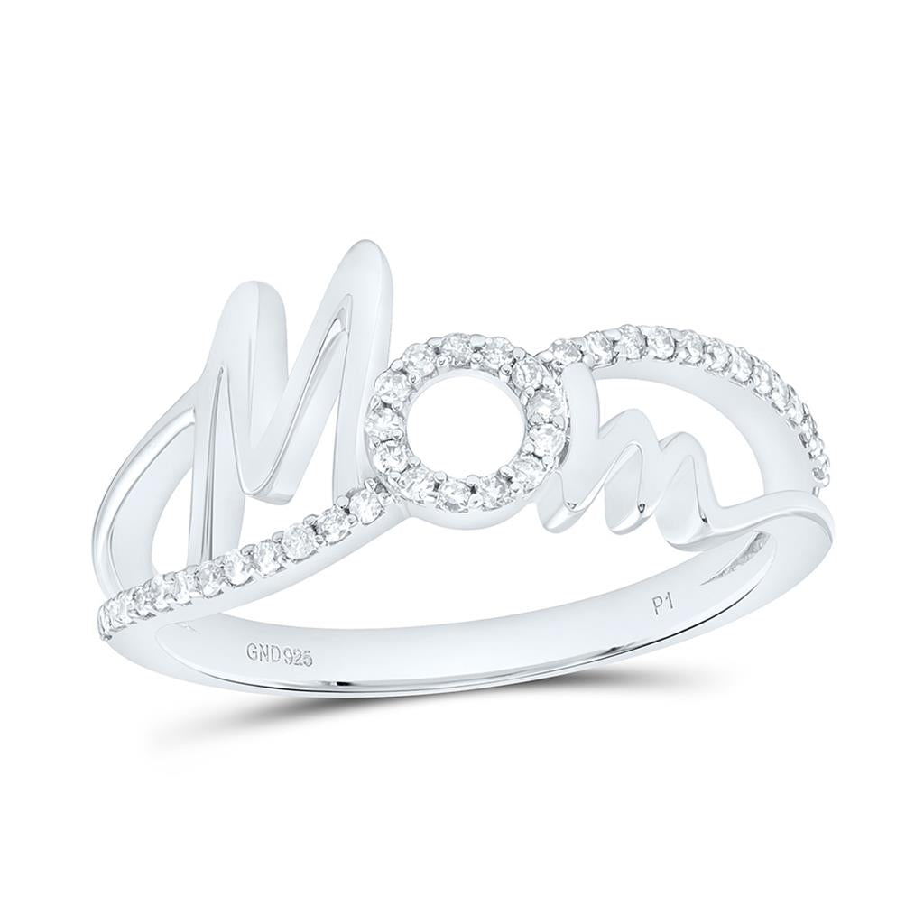Sterling Silver 1/6 Cttw Natural Diamond Gift "Mom" Ring