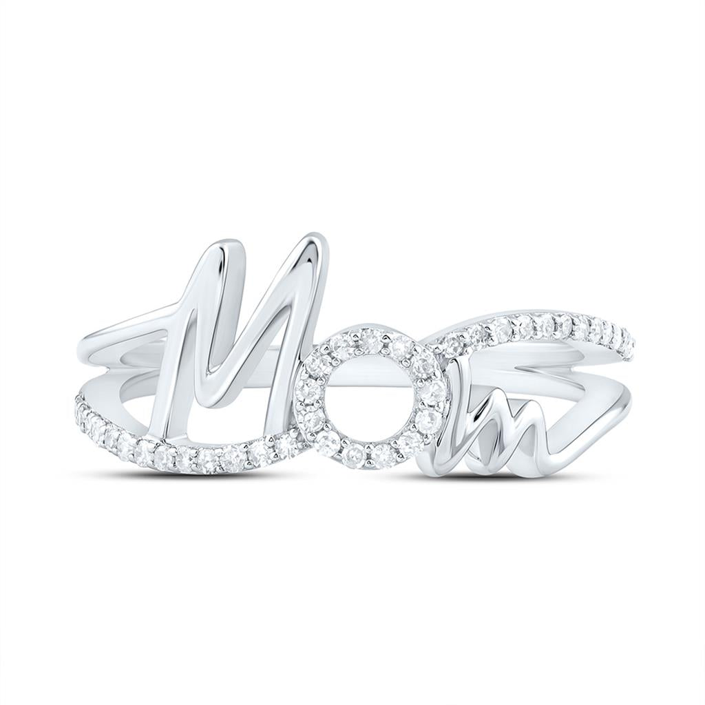 Sterling Silver 1/6 Cttw Natural Diamond Gift "Mom" Ring