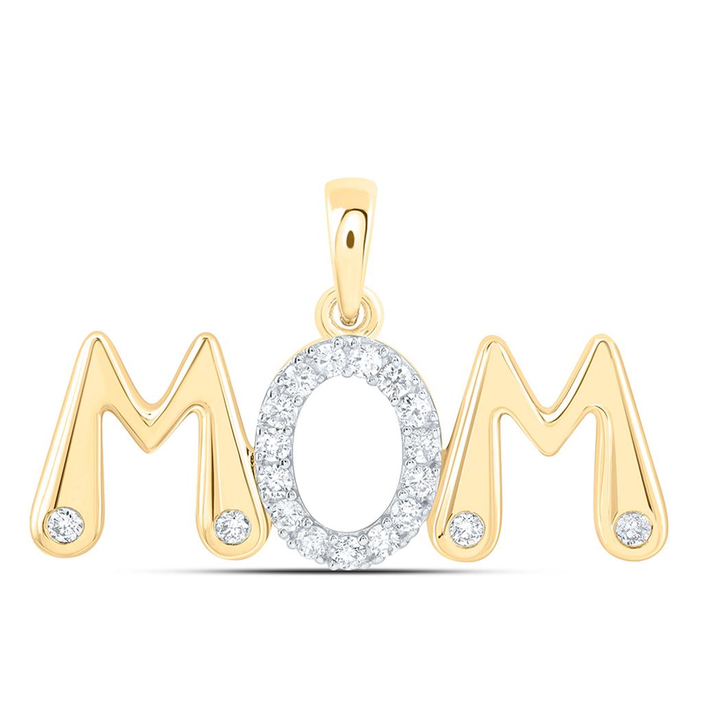 10K Yellow Gold 1/4 Cttw Natural Diamond Fashion "Mom" Pendant
