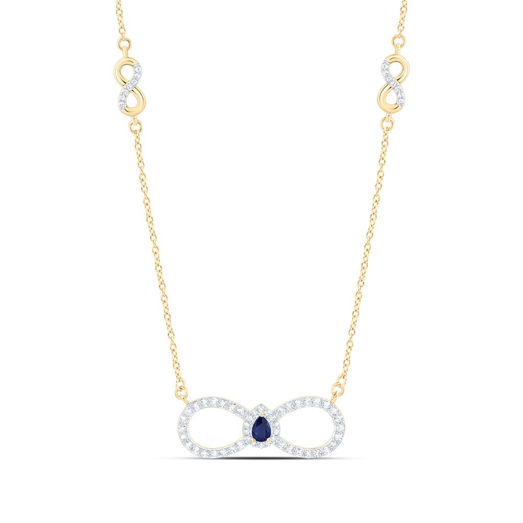 10K Yellow Gold 1/3 Cttw Natural Diamond Pear Natural Gem Infinity Necklace (18 Inch)