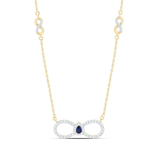 10K Yellow Gold 1/3 Cttw Natural Diamond Pear Natural Gem Infinity Necklace (18 Inch)