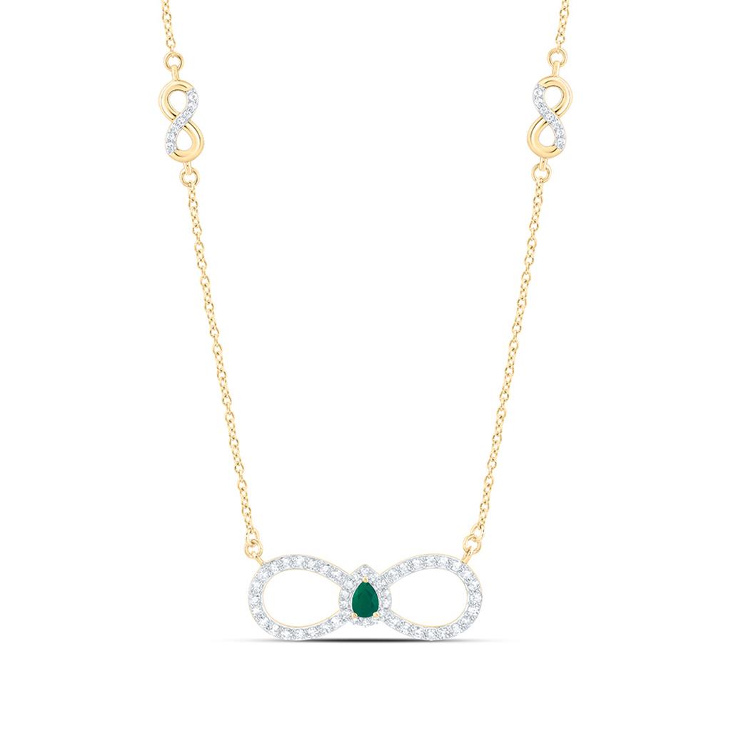 10K Yellow Gold 1/3 Cttw Natural Diamond Pear Natural Gem Infinity Necklace (18 Inch)