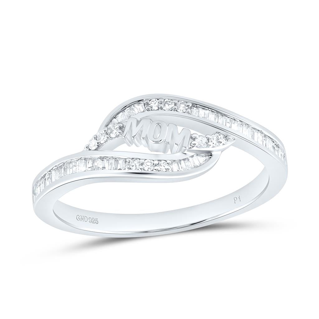 Sterling Silver 1/4 Cttw Natural Diamond Gift "Mom" Ring