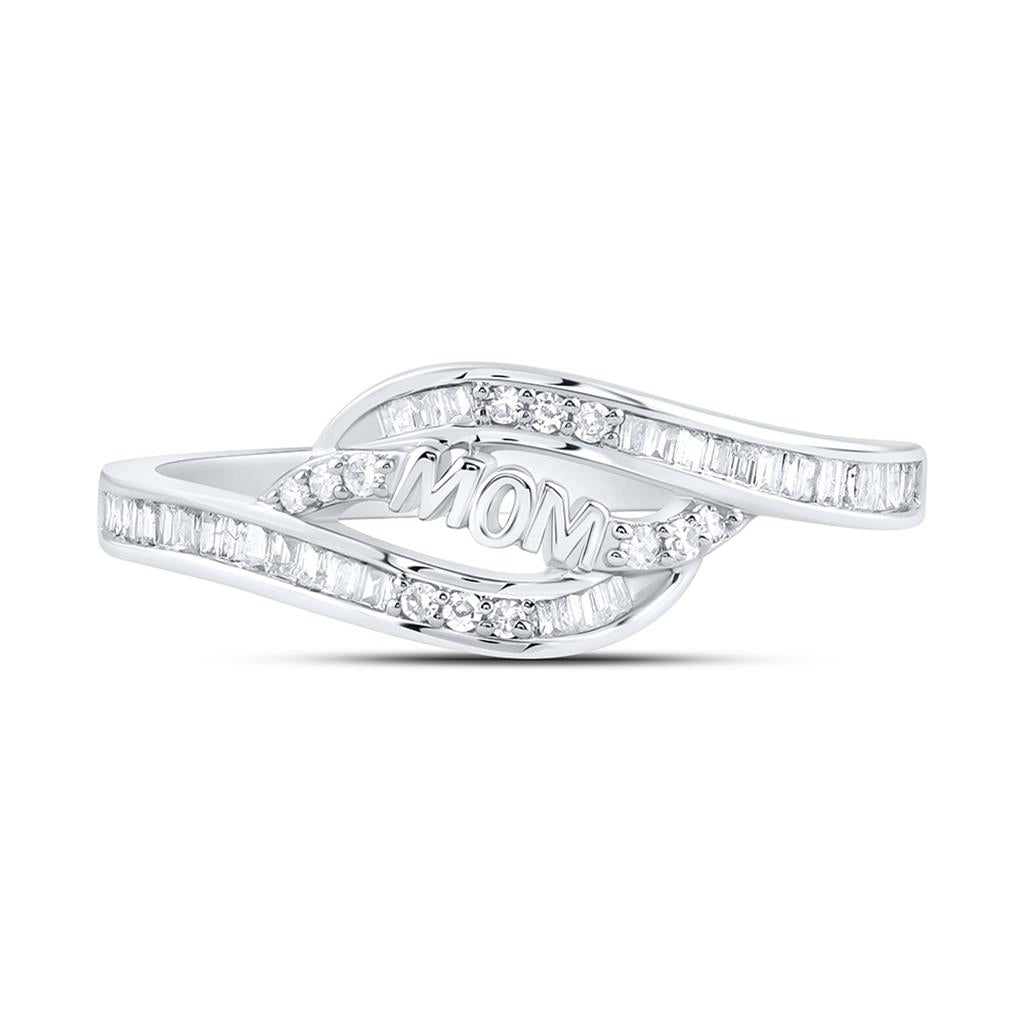 Sterling Silver 1/4 Cttw Natural Diamond Gift "Mom" Ring