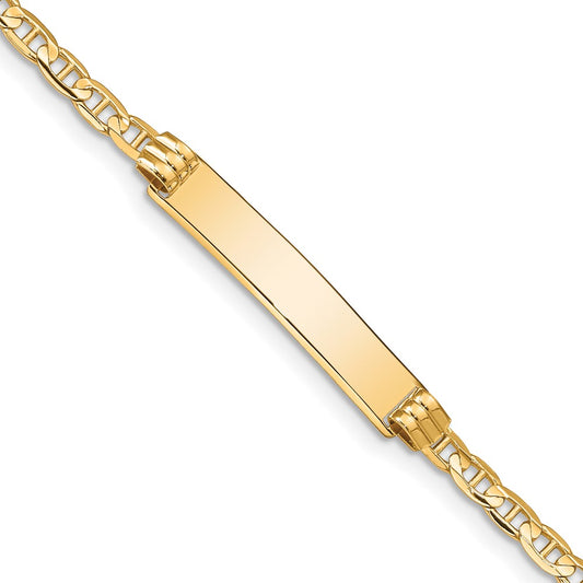 Engravable 10K Yellow Gold Anchor Link ID Bracelet Length 7 inches Width 5.1 mm With Lobster Claw Clasp