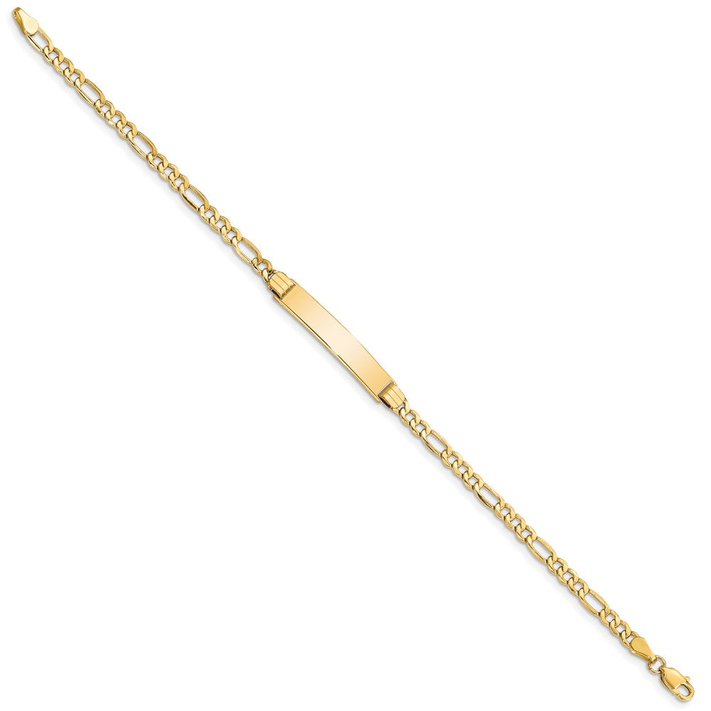 Engravable 10K Yellow Gold Figaro Link ID Bracelet Length 7 inches Width 5.8 mm With Lobster Claw Clasp