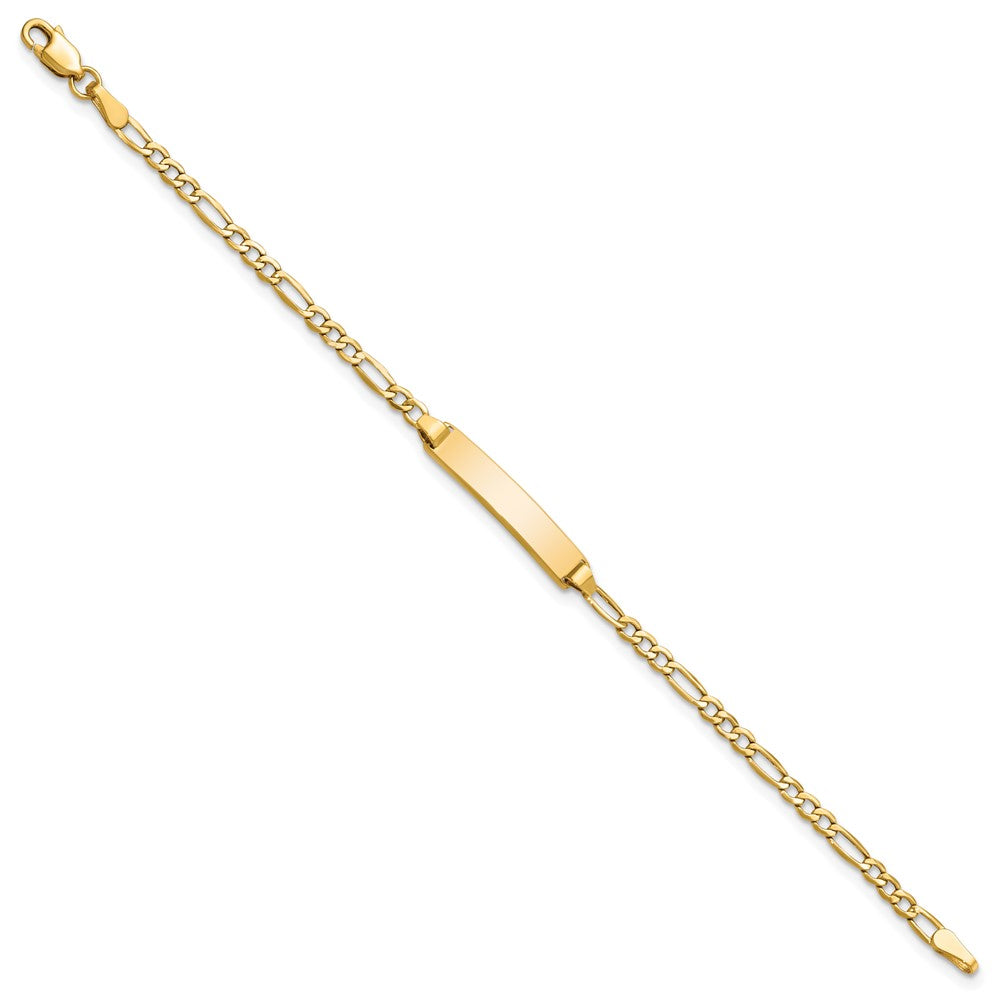 Engravable 10K Yellow Gold Figaro Link ID Bracelet Length 7 inches Width 4.44 mm With Lobster Claw Clasp