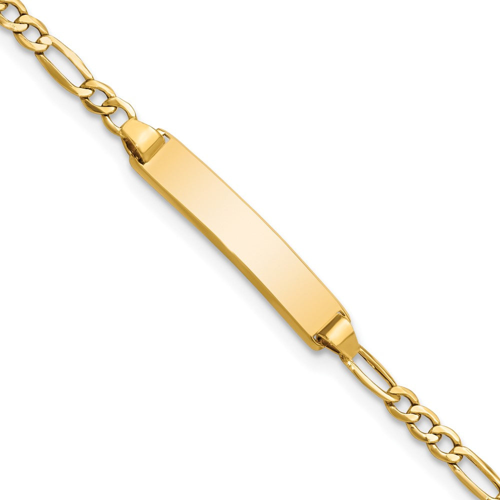 Engravable 10K Yellow Gold Figaro Link ID Bracelet Length 7 inches Width 4.44 mm With Lobster Claw Clasp
