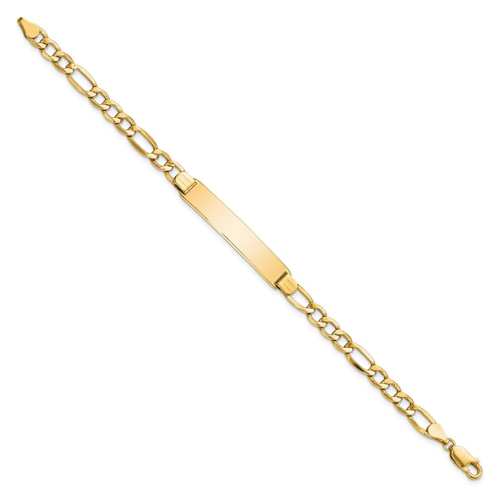 Engravable 10K Yellow Gold Figaro Link ID Bracelet Length 7 inches Width 7.16 mm With Lobster Claw Clasp