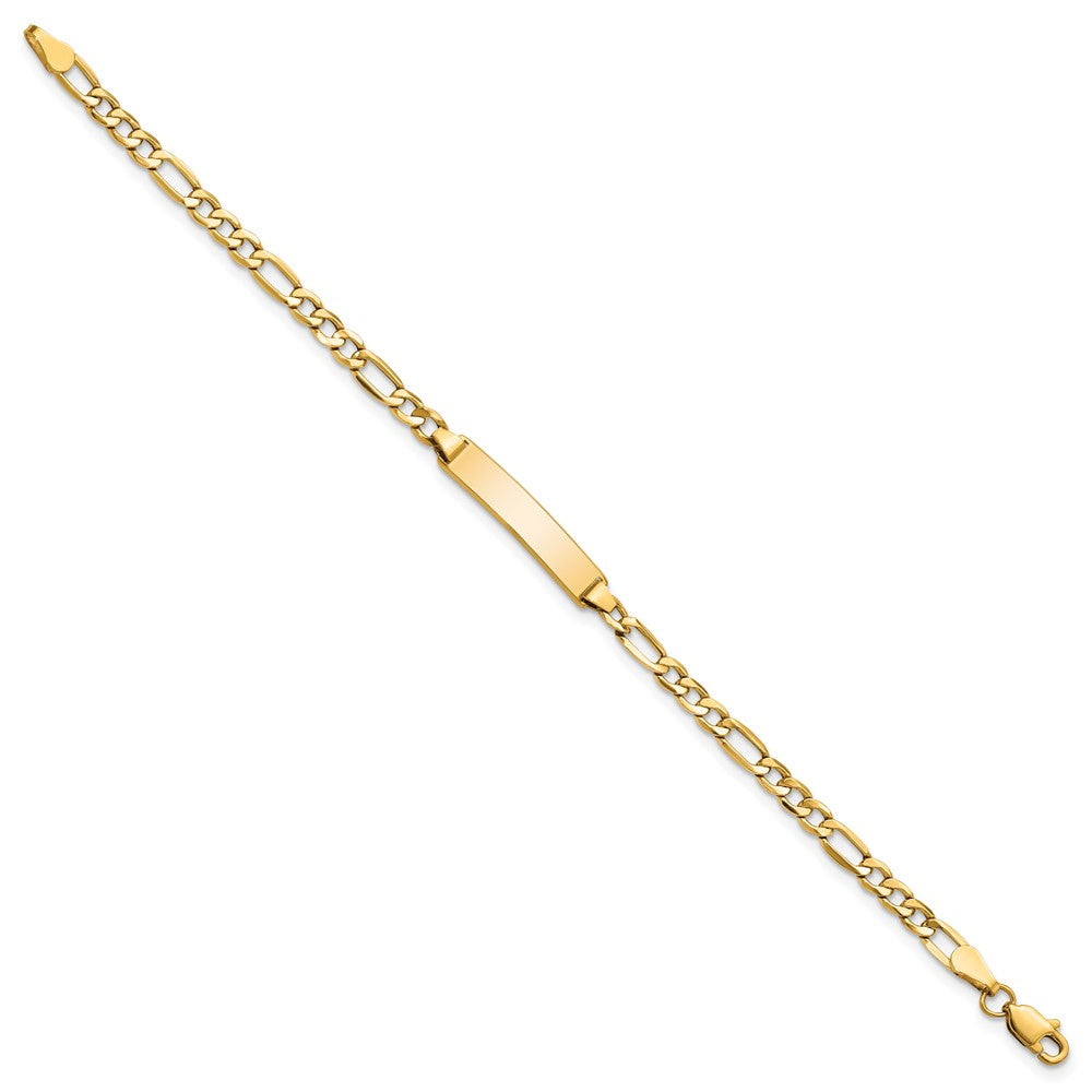 Engravable 10K Yellow Gold Figaro Link ID Bracelet Length 7 inches Width 4.44 mm With Lobster Claw Clasp
