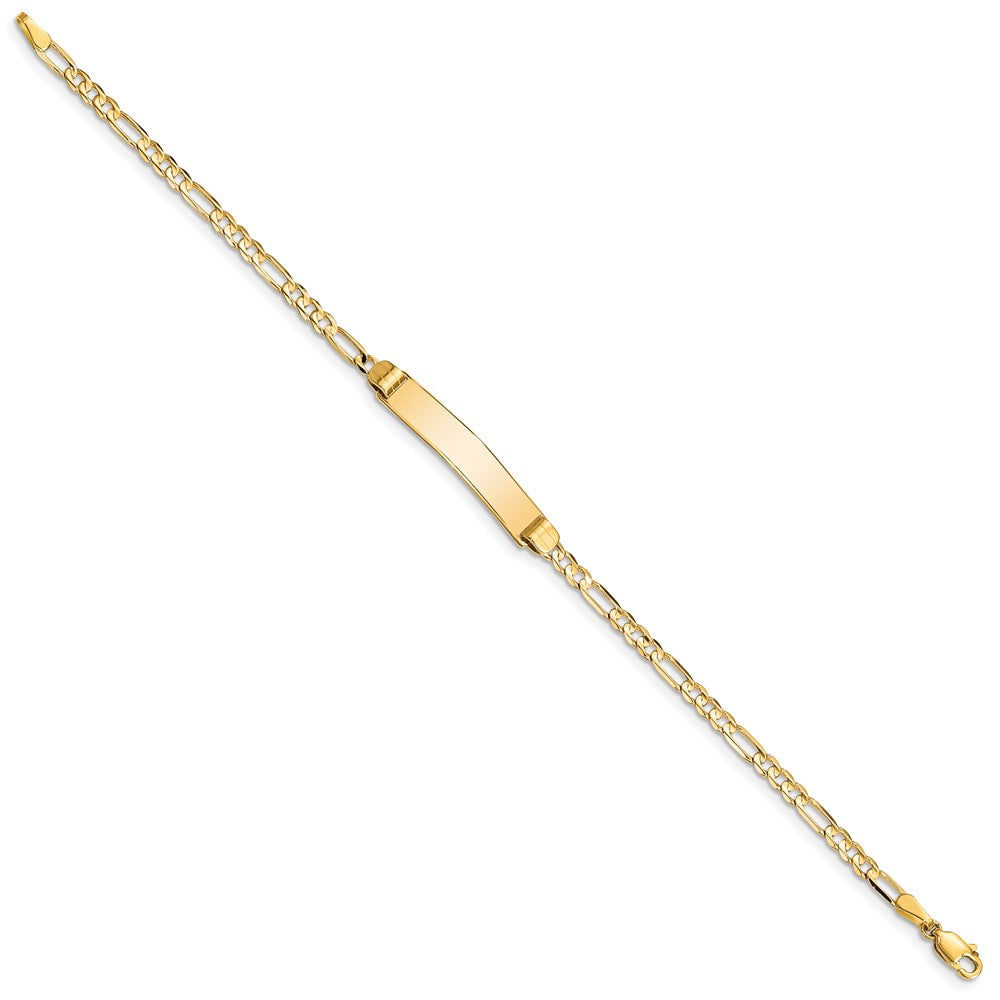 Engravable 10K Yellow Gold Figaro Link ID Bracelet Length 7 inches Width 5.25 mm With Lobster Claw Clasp