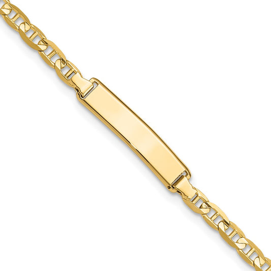 Engravable 10K Yellow Gold Anchor Link ID Bracelet Length 7 inches Width 4.01 mm With Lobster Claw Clasp