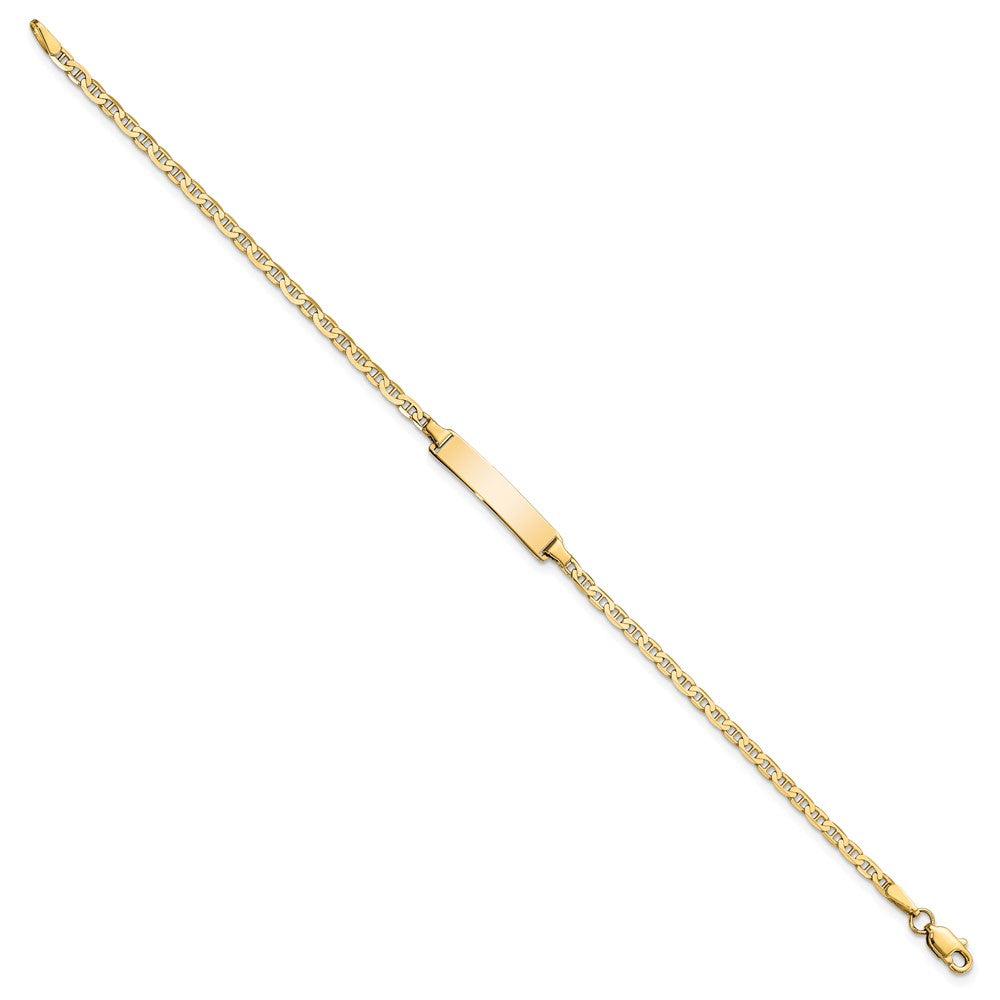 Engravable 10K Yellow Gold Flat Anchor Link ID Bracelet Length 7 inches Width 4.07 mm With Lobster Claw Clasp