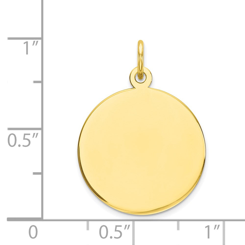 10K Yellow Gold Plain .018 Gauge Circular Disc Engravable Charm Pendant Jewelry Gifts (Length 0.94" Width 0.66")