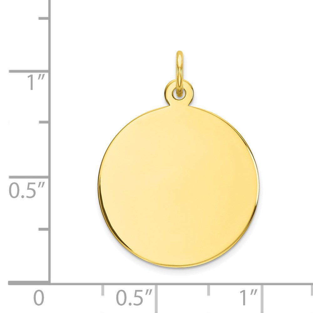 10K Yellow Gold Plain .013 Gauge Circular Disc Engravable Charm Pendant Jewelry Gifts (Length 1.01" Width 0.74")