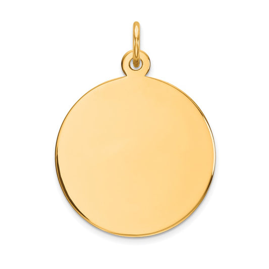 10K Yellow Gold Plain .018 Gauge Circular Disc Engravable Charm Pendant Jewelry Gifts (Length 1.01" Width 0.74")