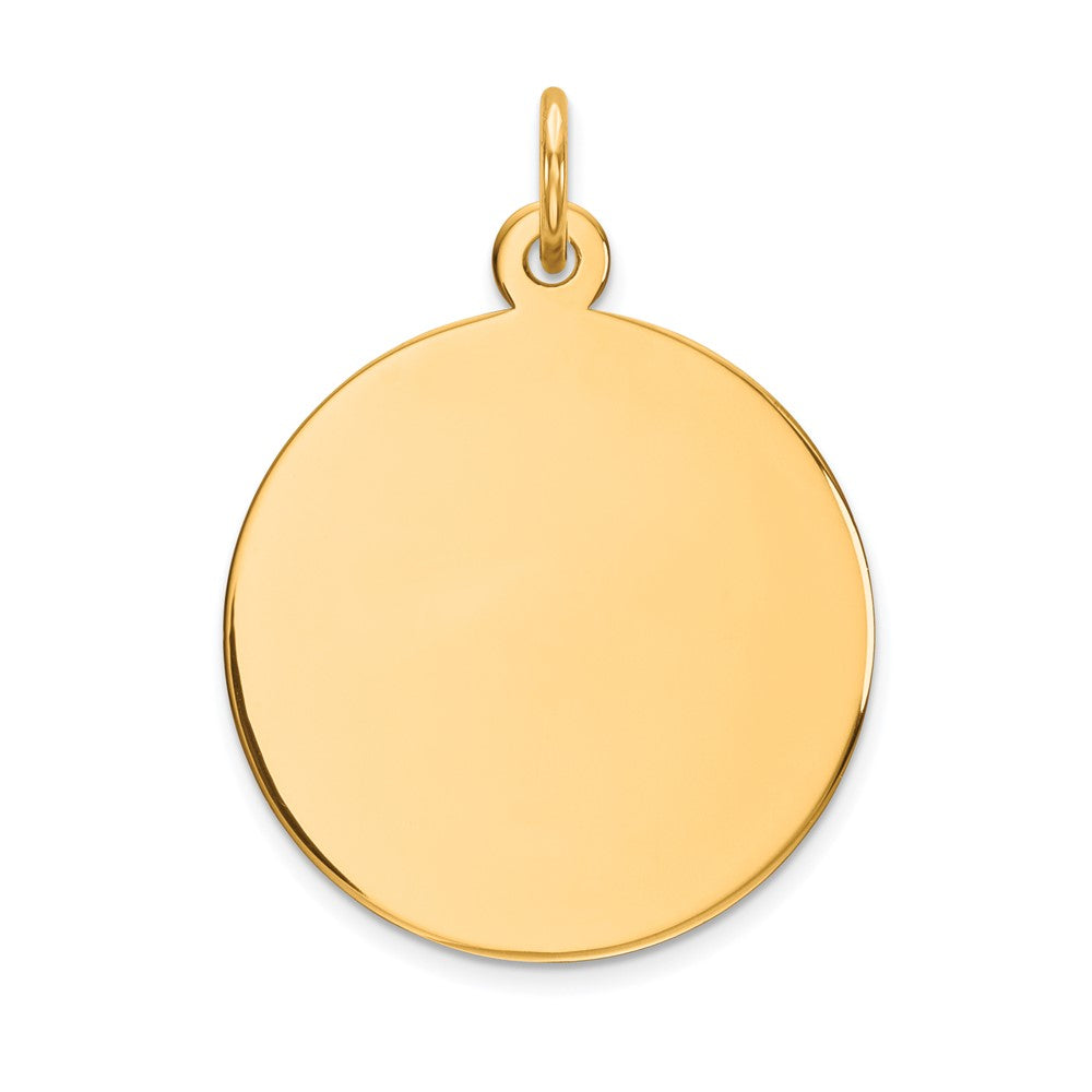 10K Yellow Gold Plain .013 Gauge Circular Disc Engravable Charm Pendant Jewelry Gifts (Length 1.01" Width 0.74")