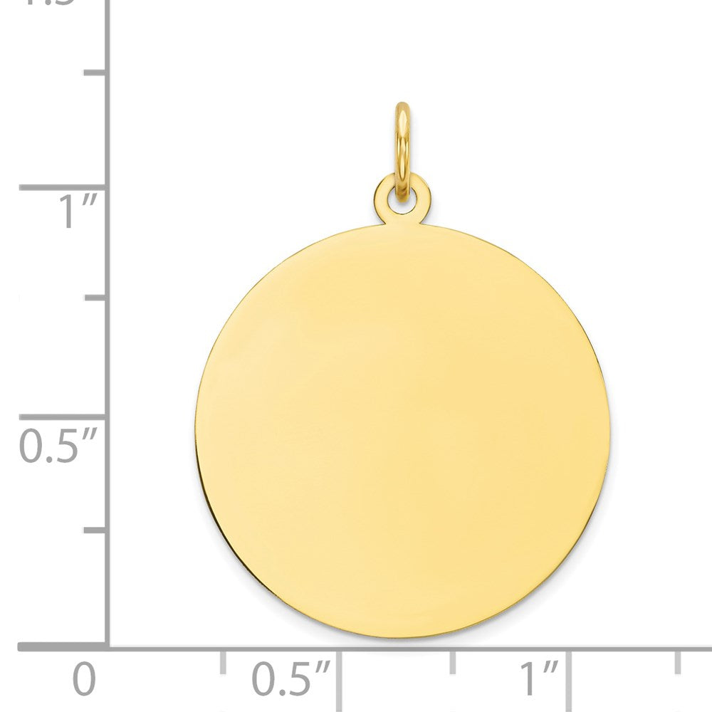 10K Yellow Gold Plain .013 Gauge Circular Disc Engravable Charm Pendant Jewelry Gifts (Length 1.13" Width 0.86")
