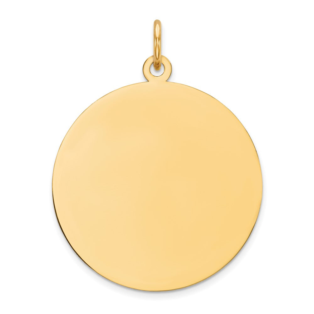 10K Yellow Gold Plain .013 Gauge Circular Disc Engravable Charm Pendant Jewelry Gifts (Length 1.13" Width 0.86")
