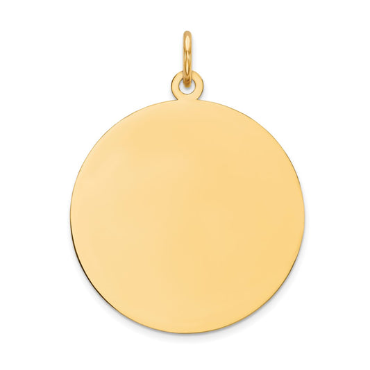 10K Yellow Gold Plain .018 Gauge Circular Disc Engravable Charm Pendant Jewelry Gifts (Length 1.09" Width 0.94")