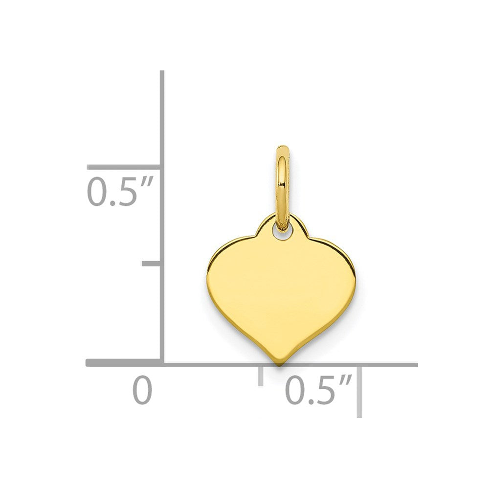 10K Yellow Gold .018 Gauge Heart Disc Engravable Charm Pendant Jewelry Gifts (Length 0.55" Width 0.35")
